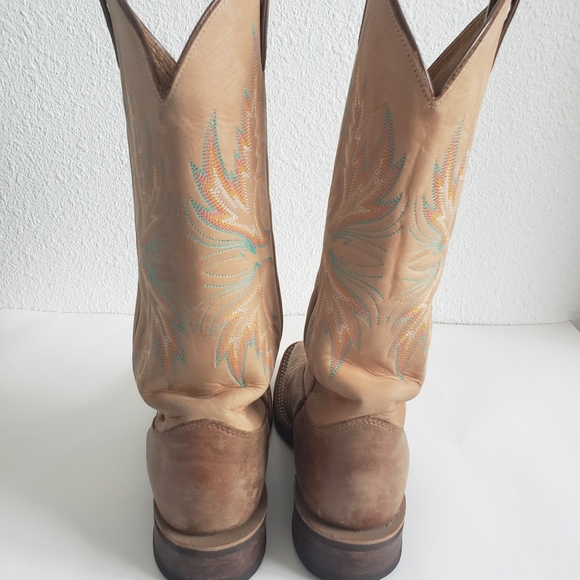 Justin Mens Hand Crafted in USA Western Boots Square size 7.5. In great preowned - Picture 3 of 8